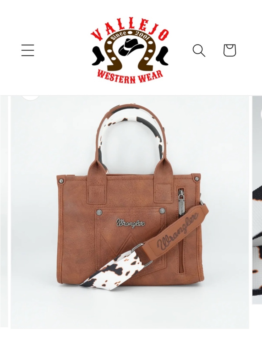 Wrangler Brown and White Cow-Print Tote - Picture 3 of 7
